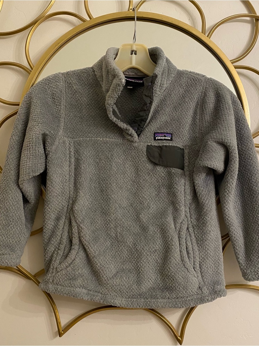 Patagonia Girl's Re-Tool Snap-T Polartec Fleece Pullover Size XS (5/6) Gray